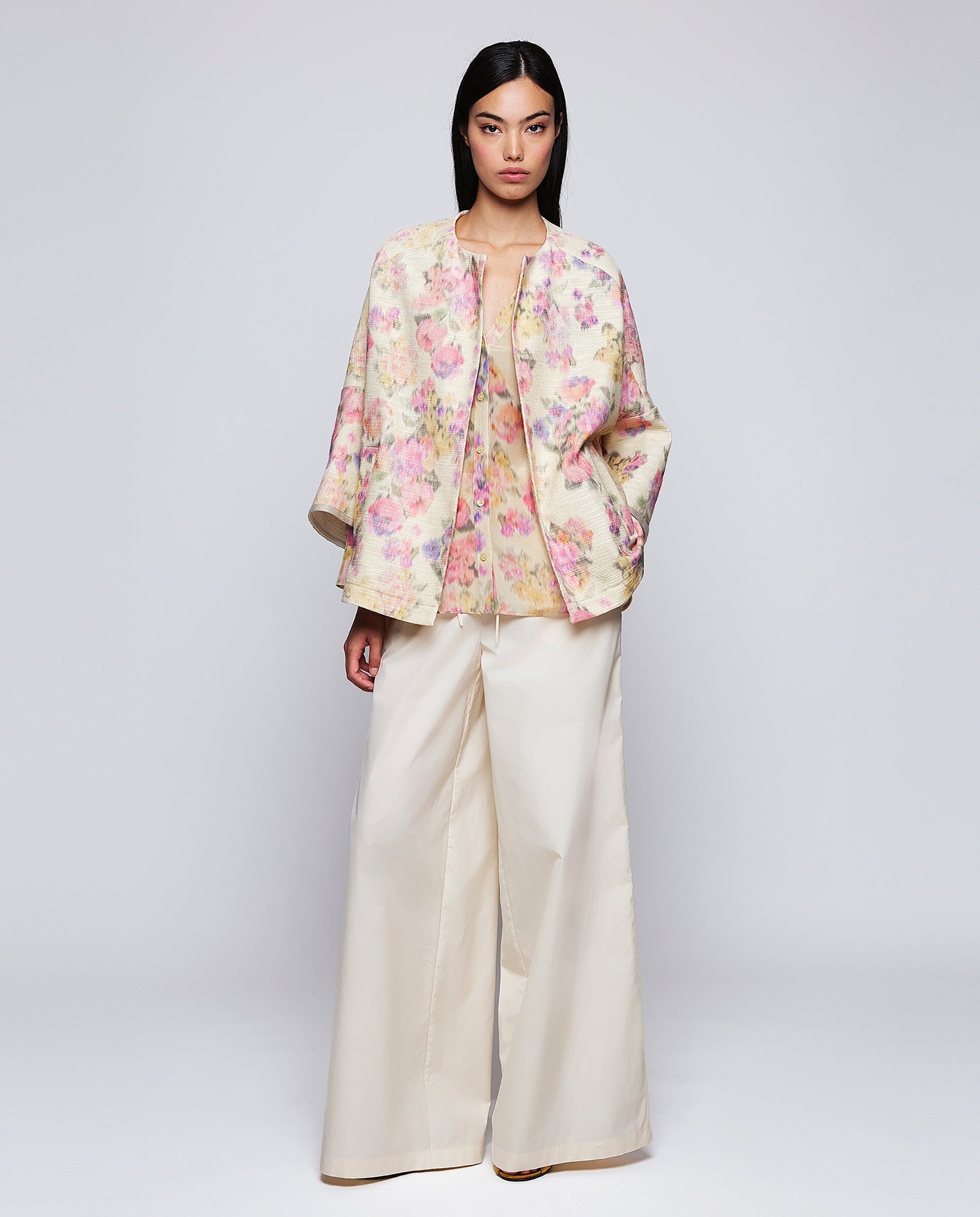 Chaqueta de algodón estampado floral