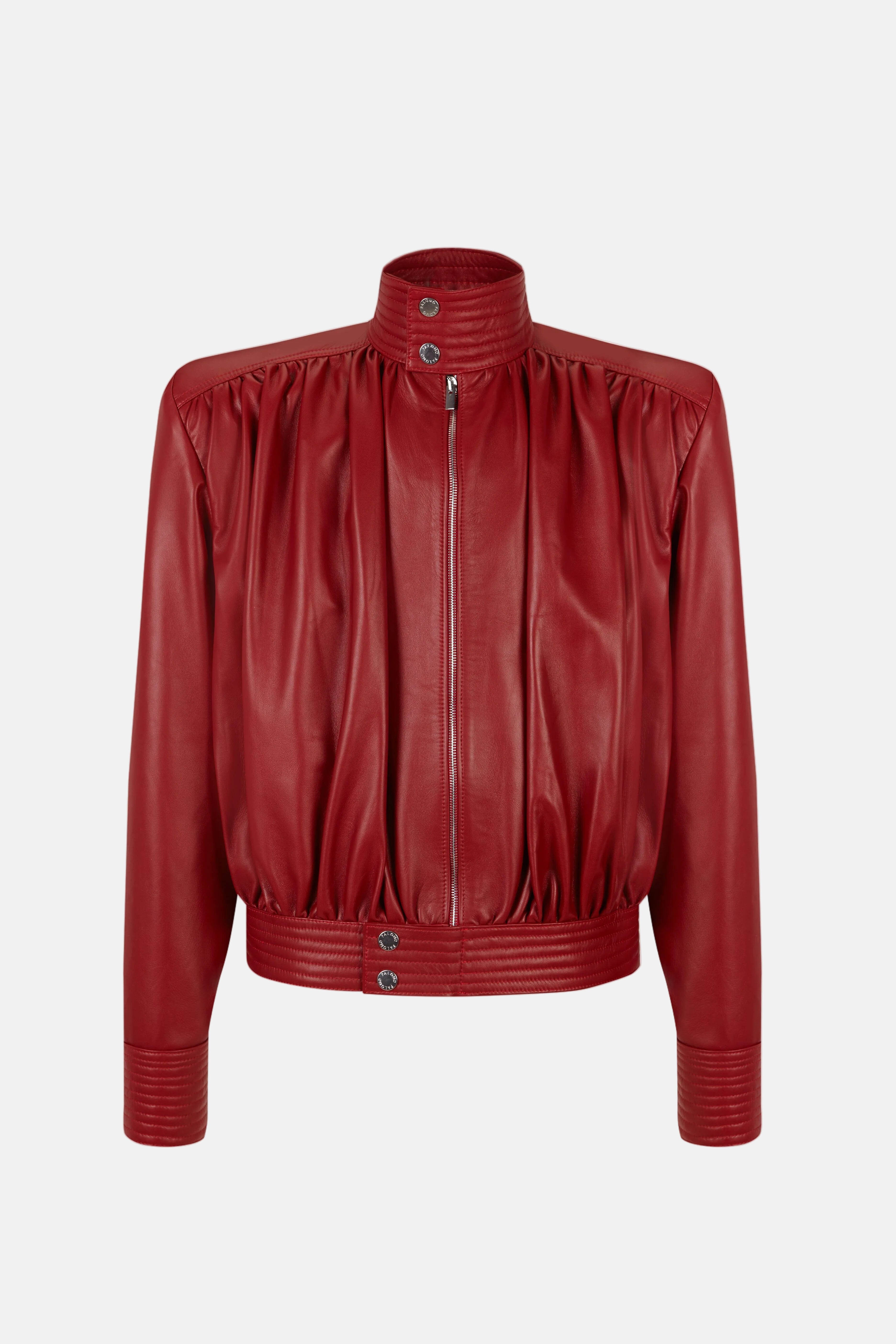 Draped Cherry Leather Jacket