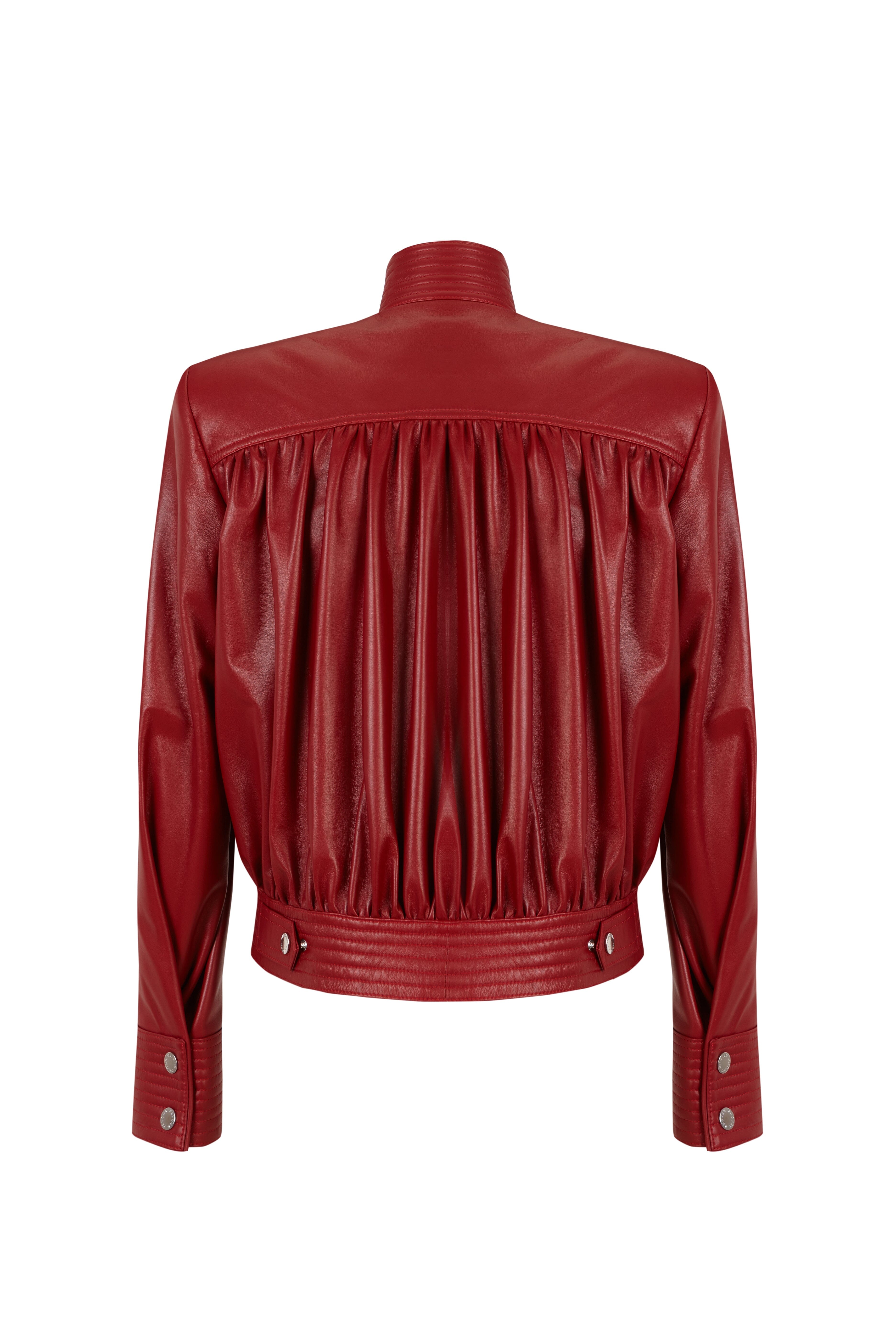 Draped Cherry Leather Jacket