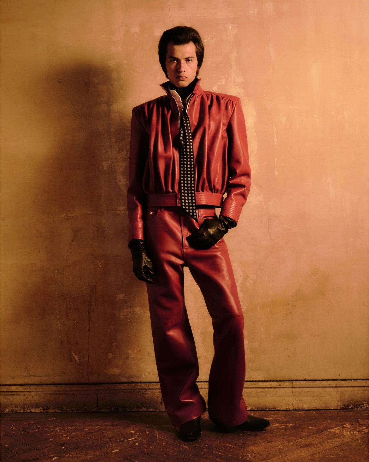 Draped Cherry Leather Jacket